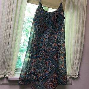 Blue Patterned Shift Dress